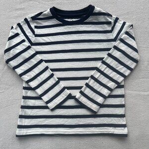 Primary Long-Sleeve Tee in Ivory/Navy Stripe, Size 4-5, GUC-VGUC